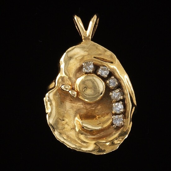 Ladies' Diamond and Gold Nugget Style Pendant