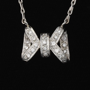 Ladies' Gold and Diamond Bow Necklace