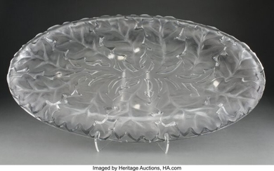 Lalique Clear and Frosted Glass Chene Platter, p