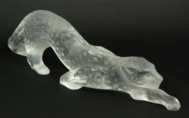 Lalique Molded Clear Glass Leopard
