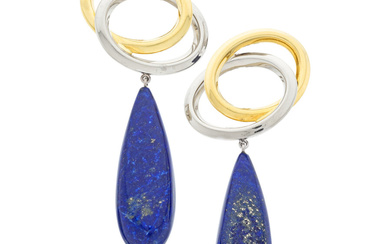 Lapis Gold Earrings Stones: Carved lapis lazuli Metal: 18k...