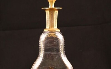 Large 19th century gold-plated perfume bottle - Crystal
