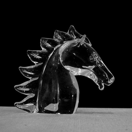 Large Crystal Glass Horse Head with Mane