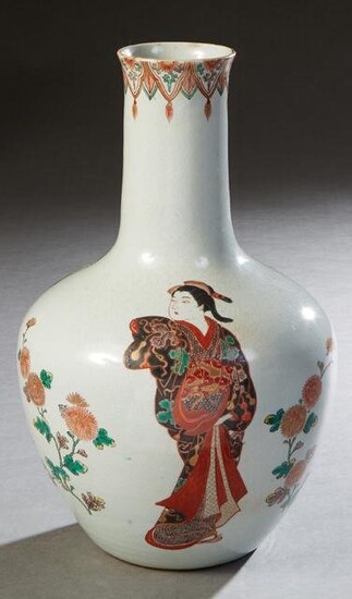 Large Japanese Baluster Porcelain Vase, 20th c., with
