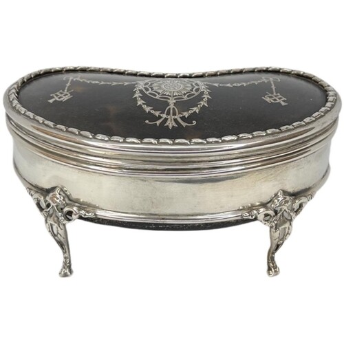 Large Silver and Tortoiseshell Dressing Table Box. 178 g. Lo...