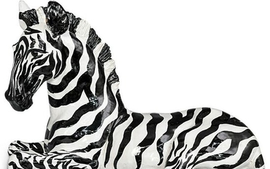 Large Zebra Glazed Porcelain Sculpture