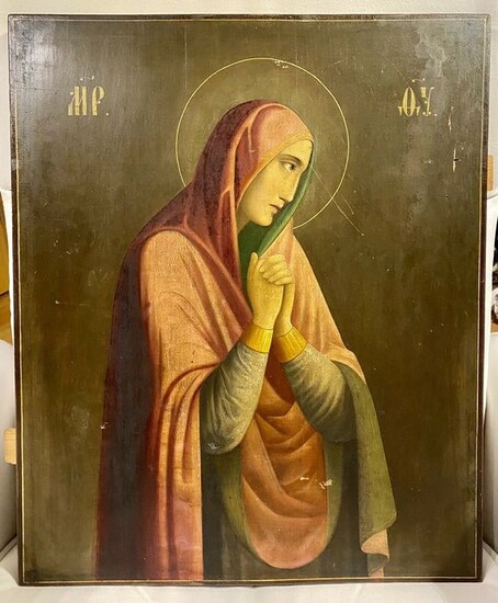 Large, antique, Russian icon - Praying Mother of God - 53.5 x 44.5 cm (1) - Wood