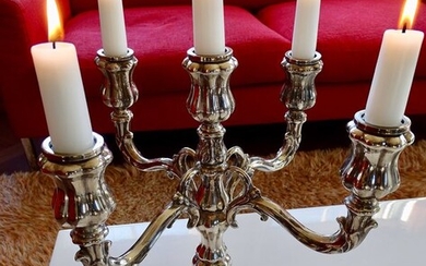 Large sterling five-light candlestick 35 cm - .925 silver - Otto Wolter - Germany - 1875 - 1991