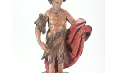 Late 18th Century Italian Polychrome Wood Figure on a