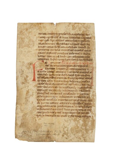 Ɵ Leaf from a Lectionary, in Latin, decorated manuscript on parchment[southern Germany, c. 1100]