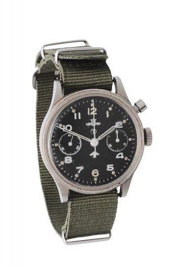 Lemania, Military stainless steel single pusher chronograph wrist watch