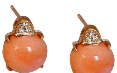 Light Pink Coral Made in Italy Stud Earrings with White