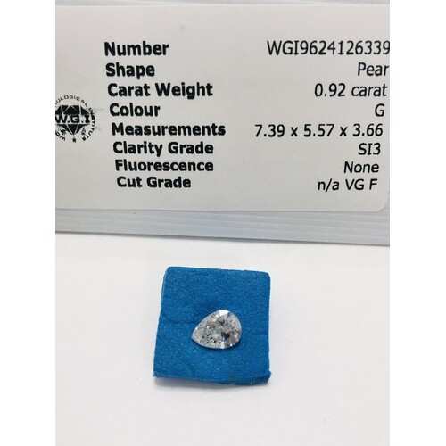 Loose diamond,0.92ct pearshape diamond,G colour,si3 clarity,...