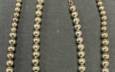 Lot 2 Silver Tone Beaded Necklaces