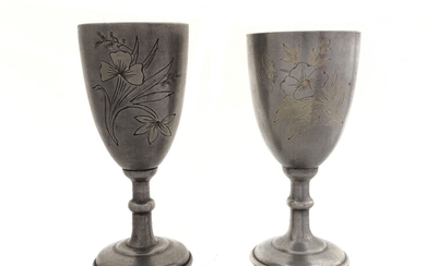 Lot of 2 liqure 875 silver cups, floral motife...