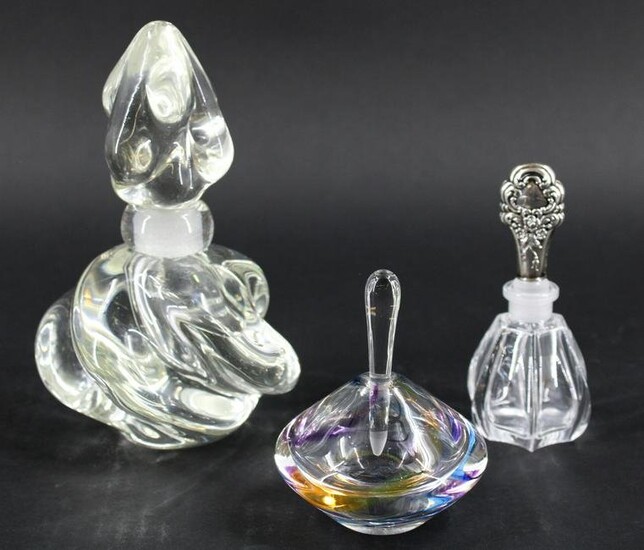 Lot of 3 Glass and Crystal Perfume Bottles