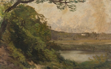 Louis-Augustin AUGUIN (1824-1903) Paysage girondin Huile sur toile signée en bas à droite. 46 x...