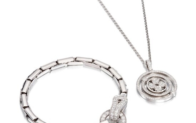 Louis Vuitton | Diamond Pendent Necklace; and Cartier | Diamond Bracelet | 路易威登 | 鑽石項鏈; 及 卡地亞 | 鑽石手鏈