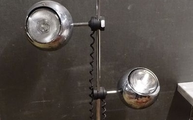 Luminaire: Lampadaire vintage STAFF chromé 2 spots boules orientables H:173cm