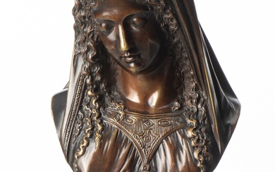 MARIE Desiré Pierre Louis (1761-1863), Buste de femme à l'antique en bronze à patine brune,...