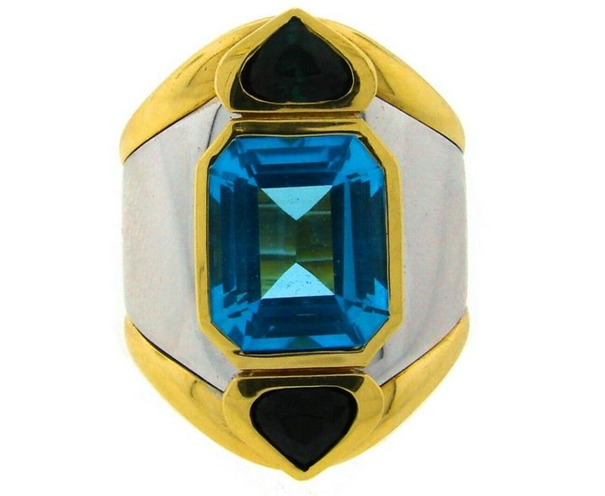 MARINA B Gemstones Gold Band RING Blue Topaz Vintage