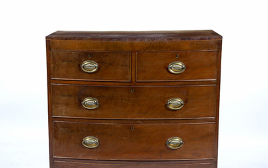 Mahogany and crossbanded bow front chest of drawers