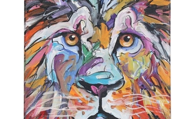 Marc Broadway Acrylic Painting of Stylized Lion