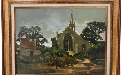 Marcel DEPRE (1919-1990) "Chapelle de la Madeleine, Finistère", oil on canvas, signed lower right, on the back, 46 x 61 cm