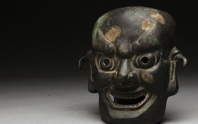 Mask (1) - Bronze - Very fine and rare bronze mask - Japan - 19th century