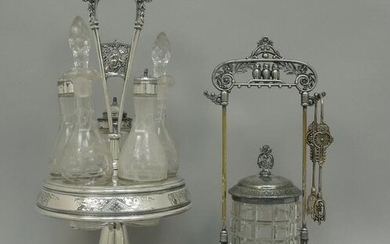 Meriden Silver Plated Cruet Set & Derby Pickle Jar.