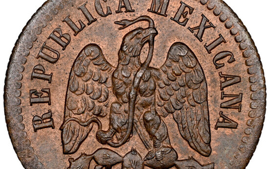 Mexico: , Republic Centavo 1879/8-Mo MS65 Brown NGC,...