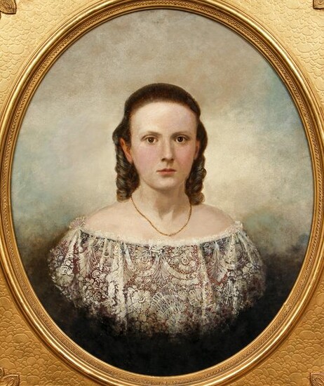 Mid 19th cent Portrait of a Lady in Exquisitie Period