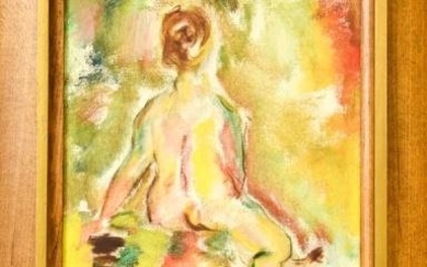 Mid C Modernist Oil on Canvas Seated Nude