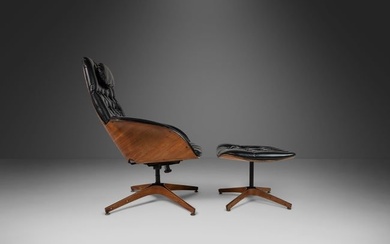 Mid Century Modern Bentwood Lounge Chair and Ottoman by George Mulhauser for Plycraft in Tufted