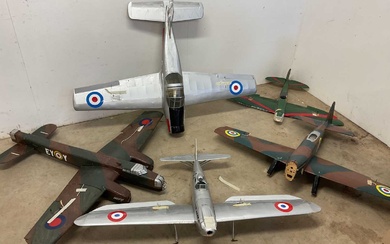 Model Aircraft; five 5 model planes (assembled) to include British...
