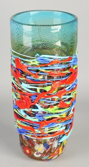 Modern glass fusing vase. 21st century. Size: 32.5 x 14