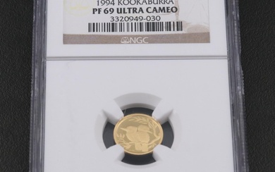 NGC Graded PF69 Ultra Cameo 2009P Australia $5 1994 Kookaburra Gold Coin