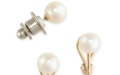NO RESERVE - A PAIR OF PEARL EARRINGS AND A PEARL PIN