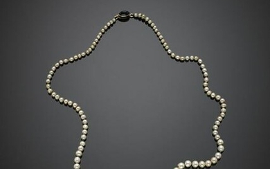 Natural salt water graduated pearl necklace with yellow