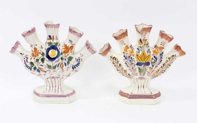 Near pair of pearlware tulip vases