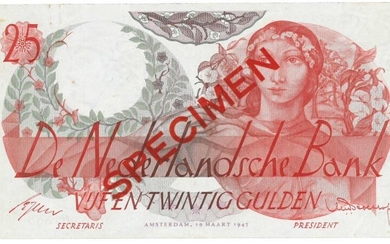 Nederland. 25 gulden. Bankbiljet. Type 1947. Flora - Zeer Fraai.