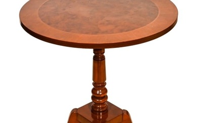 Neoclassical Style Hand Carved Round Side Table