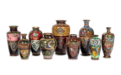 Nine Cloisonné Vases