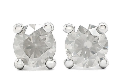 ***No Reserve Price*** 0.68 Carat G/SI Diamond Earrings - 14 kt. White gold - Earrings