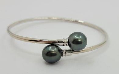 No Reserve Price - 10x11mm Peacock Tahitian Pearls - 925 Silver - Bracelet