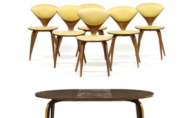 Norman Cherner (American, 1920-1987), Walnut Dining Table and Six Chairs
