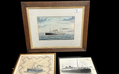 OCEAN LINER: 19th Century watercolour of the S.S. Penric 12...