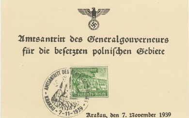 Official postcard distributed by the German authorities to mark the...
