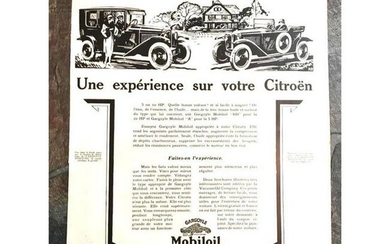 Original 1926 French Advertisement, Citroen & Mobiloil