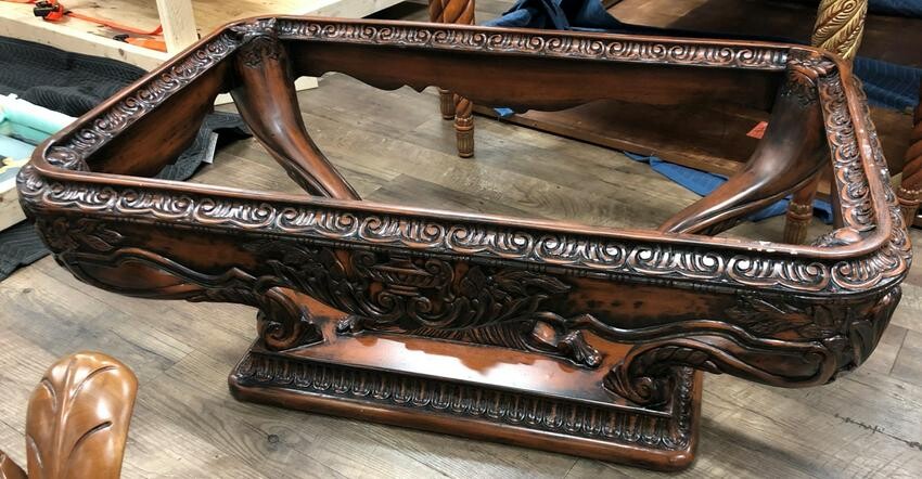 Ornate Carved Wood Coffee Table Frame